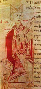 Miniature of the 11th century depicting Pope Leo IX