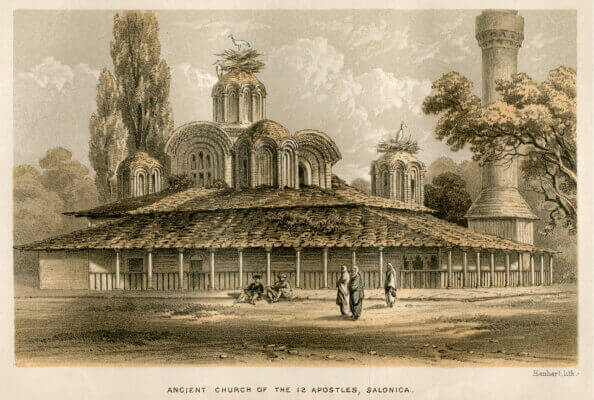 19th-century view of the Holy Apostles as the Ottoman Soğuksu Mosque, with its minaret still standing