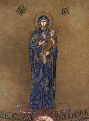 Virgin Hodegetria, mosaic of the cathedral of Torcello, 12th century