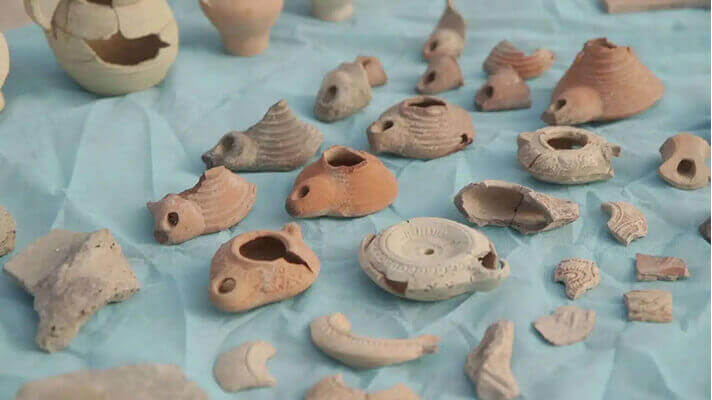 Ceramic artefacts discovered on the site of a Byzantine era monastery in Southern Israel