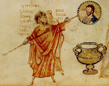 Drawing of the 9th century Chludov plaster, manuscript with anti-iconoclast illustrations