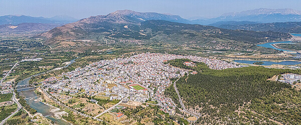 Aerial view of Byzantine Arta, jewel of the Despotate of Epirus
