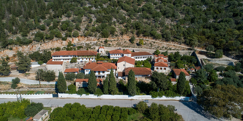 Aerial view of the byzantine monastery of Kato Panagia, in Arta