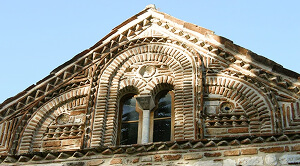 View of one of the pediment of the roof of the Byzantine Church of Saint Theodora in Arta