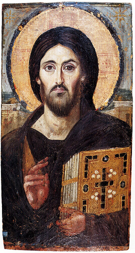 Byzantine icon of Christ Pantocrator, 6th and 13th century, Saint Catherine Monastery in Sinai