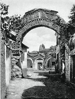 Byzantine arched gateway to Saint Theodora church in Arta, Greece