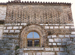 Byzantine church of Saint Theodora in Arta, Greece, brick masonry and window