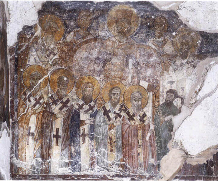 Panagia Vlacherna, Byzantine fresco depicting the Council of Nicaea