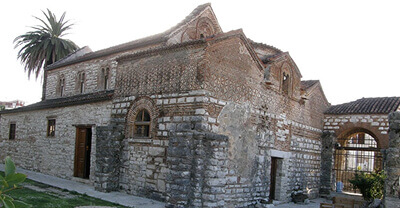 Exterior view of the Church of Saint Theodora in Arta, with a section dating back to the first phase of construction in the 11th or 12th century.