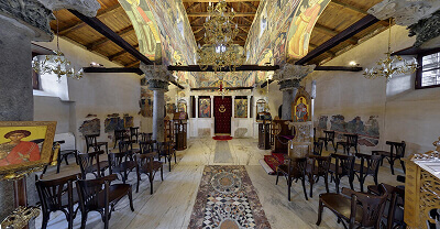 Interior view of the three-aisle church of Saint Theodora in Arta