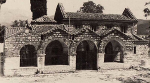 Old picture of the narthex of the Byzantine Church of Saint Theodora in Arta
