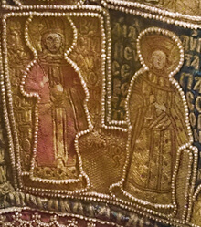 John VIII Palaiologos and his wife Anna of Moscow, Large Sakkos of Russian Metropolitan Photius, masterpiece of late byzantine textile craftmanship