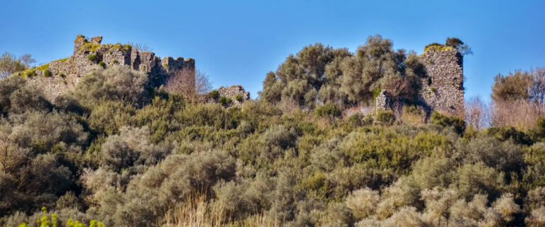 Ruins of the Byzantine Castle of Rogon, stronghold of the despotate of Epirus, Greece