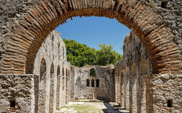 Ruins of the Early Byzantine Great Basilica of Butrint, Epirus