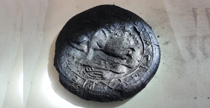 Byzantine communion bread with Christ the Farmer from Eirenopolis