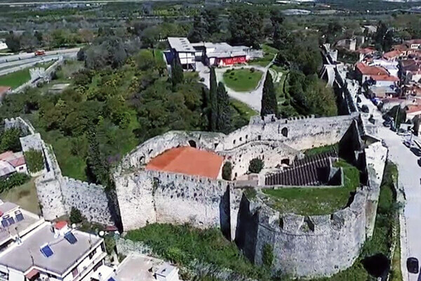 Aerial view of the inner citadel of the castle of Arta, Epirus, Greece