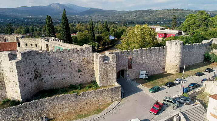 Aerial view of the main gate of the castle of Arta