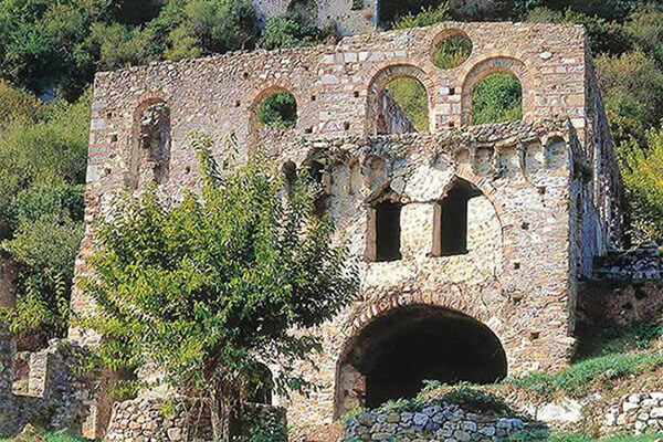 Frangoupoulos mansion, 15th century byzantine aristocratic residence in Mystras, Greece