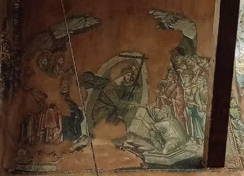 Late Byzantine mosaic depicting the Resurrection in the Holy Apostles Church in Thessaloniki