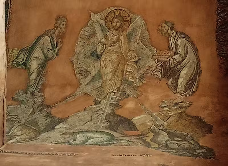 Late Byzantine mosaic depicting the Transfiguration in the Holy Apostles Church in Thessaloniki