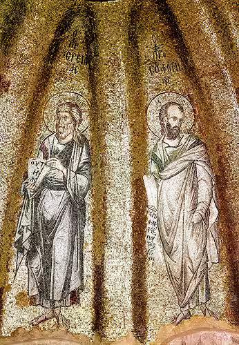 Dome mosaics depicting Prophets Moses and Isaiah in the dome of Pammakaristos Church (Fethiye Mosque) in Istanbul