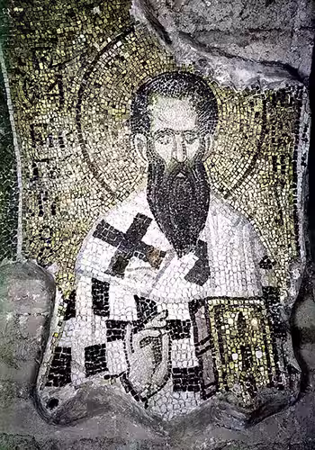 South arch mosaic depicting Saint Gregory , Byzantine mosaic in the Church of Pammakaristos (Fethiye Mosque) in Istanbul