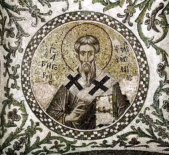 South east bay mosaic depicting Saint Gregory Illuminator, in the Church of Pammakaristos (Fethiye Mosque) in Istanbul