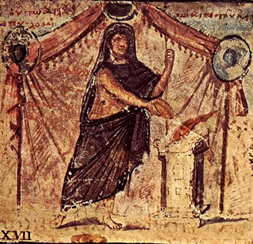 Ambrosian Iliad, 5th-century Byzantine manuscript, illumination depicting Achilles in his tent