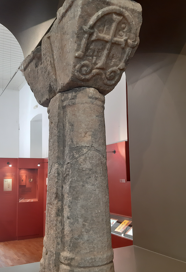 Byzantine column with carved capital, in the Archaeological Museum of Leros