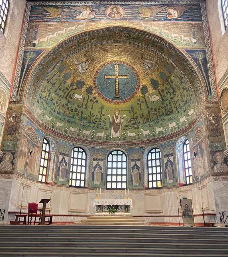 Byzantine mosaics in the apse of San Appolinare in Classe Church, Ravenna