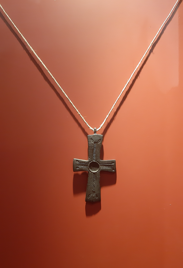 Byzantine pectoral cross (10th to 12th century) from the Panagia Gourlomata, in the Archaeological Museum of Leros