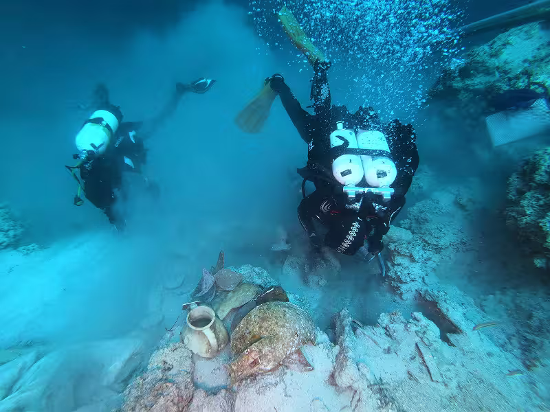 Undersea archaeologists working on a Byzantine wreck off the croatian coast