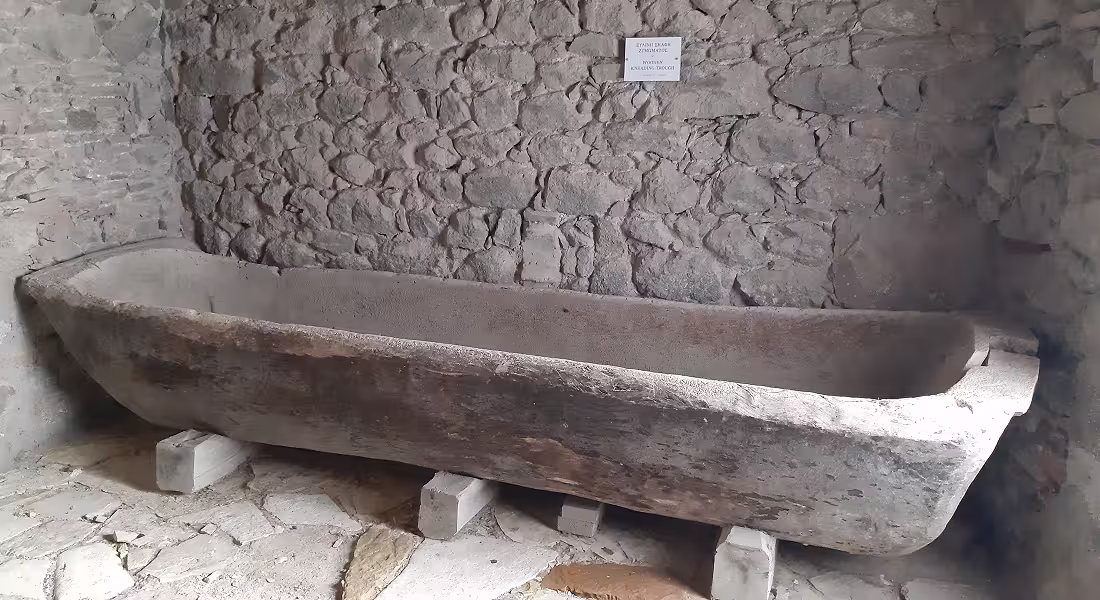 Byzantine wooden kneading trough, 11th century, in St. John the Theologian monastery of Patmos, Greece