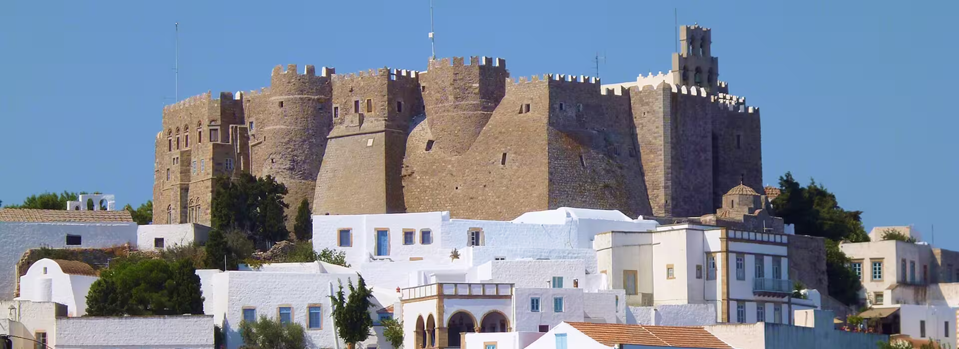 Fortress monastery of St. John the Theologian in Patmos, Dodecanese, Greece