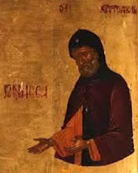 Christodoulos of Patmos, detail of the icon of the Virgin Pantanassa by Andreas Ritzos, 15th century