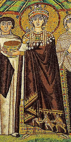 Empress Theodora portrait in San Vitale Byzantine mosaics, Ravenna