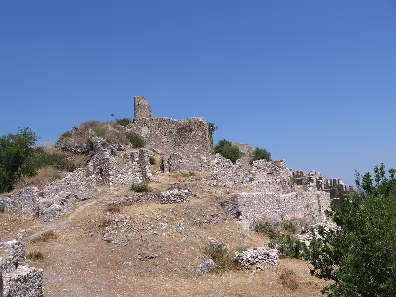 Inside the Frankish castle of the Byzantine ghost city of Mystras, Greece
