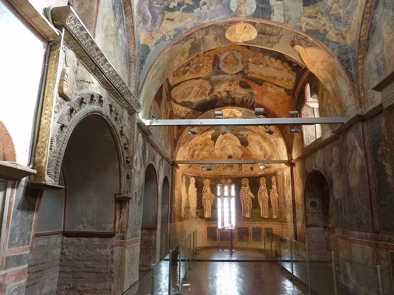 Parakklesion of the Chora Monastery with one of the arcosolia on the left