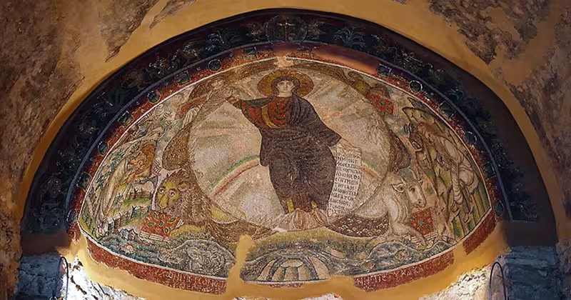 Latomou monastery - Osios David in Thessaloniki, apse mosaic with blessing Christ