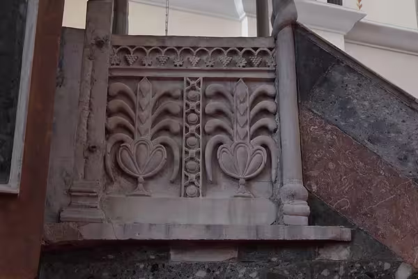 Byzantine sculpted element reused in the pulpit of the Molla Zeyrek Camii, former Pantocrator Monastery