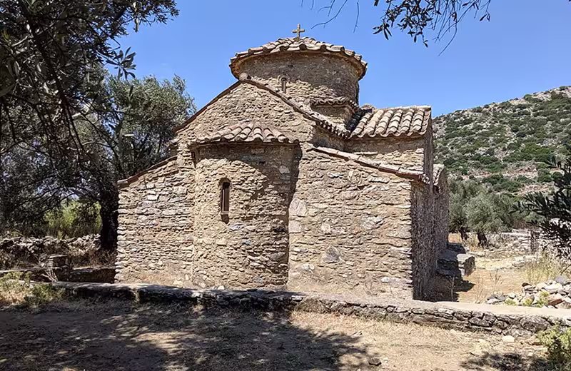 Byzantine church of Saint George Diasoritis, near Chalki, on the island of Naxos, Greece