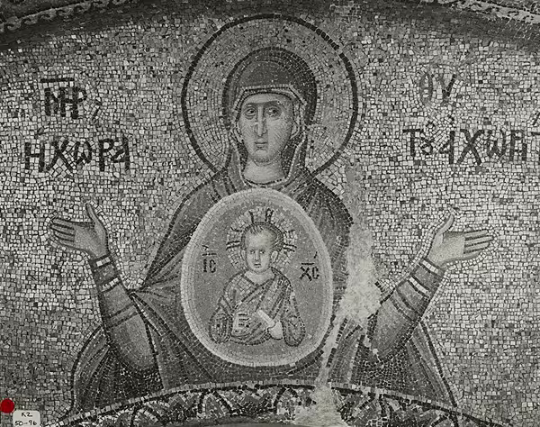 Chora Church (Kariye Camii), mosaic depicting the Virgin Blachernittissa with Christ Emmanuel