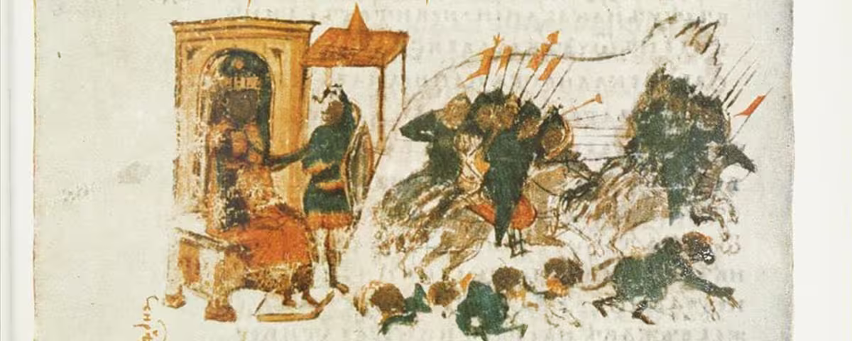 Second Arab Siege of Constantinople (717-718) depicted in the Bulgarian Manasses Chronicle, 14th century