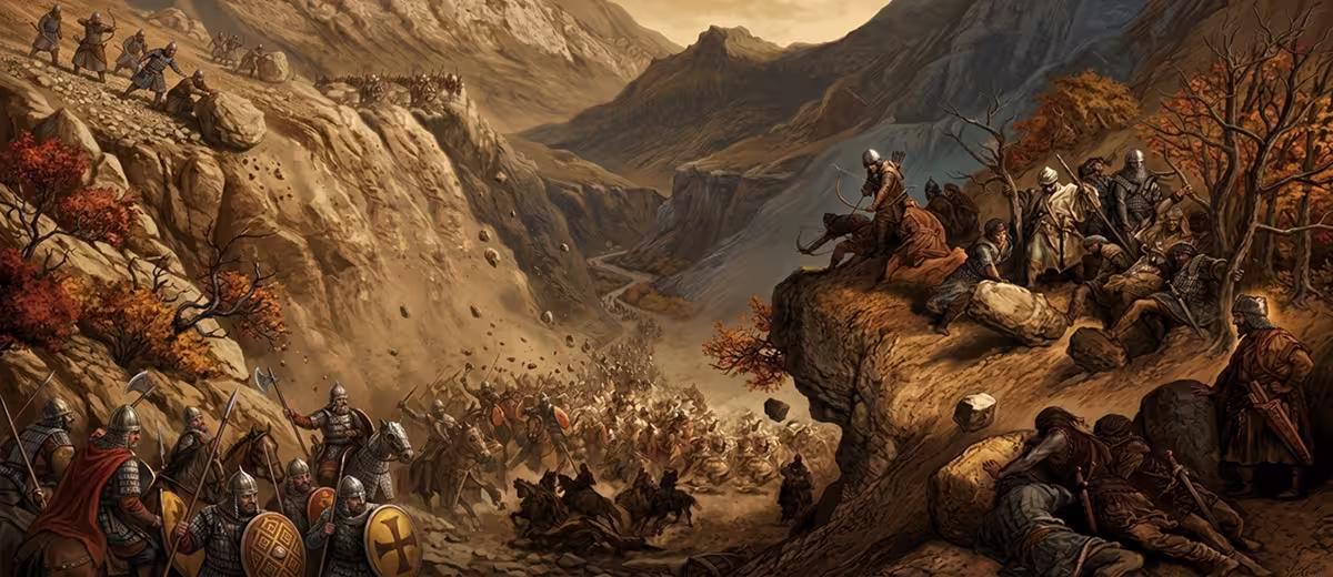 AI generated picture showing inspired by the battle of Myriokephalon between the Byzantines and Seljuk Turks