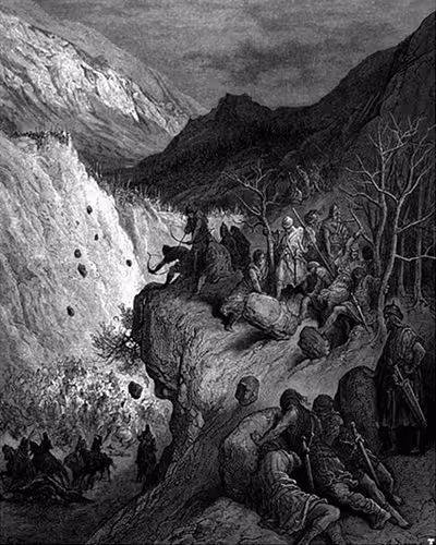 Illustration by Gustave Doré (1832-1883) depicting the ambush at Myriokephalon