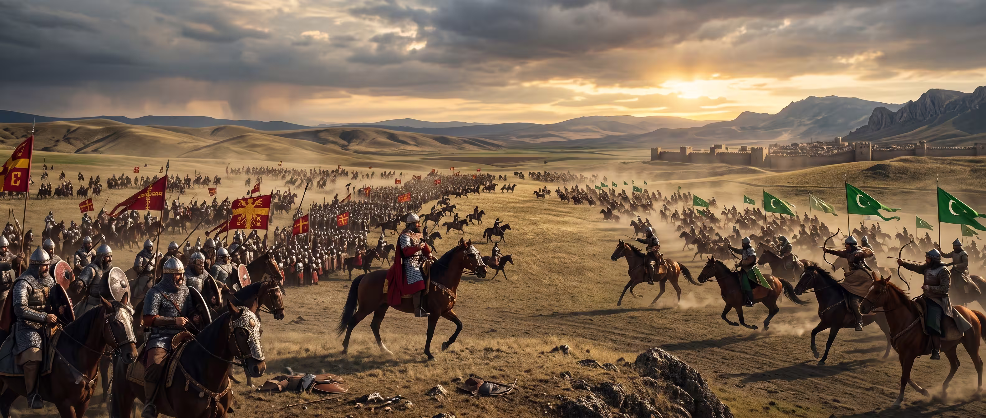 IA generated image inspired by the battle of Mantzikert in 1071 between the Byzantines and the Seljuks