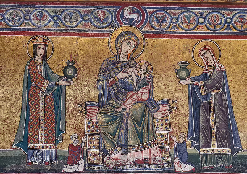 Virgo Lactans, mosaic of the facade of Santa Maria in Trastevere, Rome, Italy