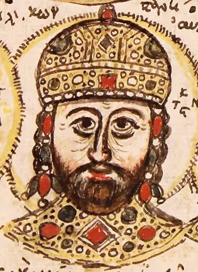 Emperor Constantine XI in the Codex Mutinensis, 15th century