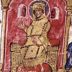 Byzantine Empress Theodora, wife of Theophilos, depicted in the Skylitzes manuscript, 12th century